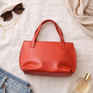 Furla Italian Leather Tote | Tomato Red Minimalist Quiet Luxury Chic